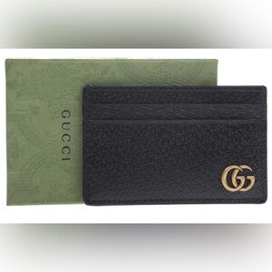 NEW GUCCI GG MARMONT BLACK LEATHER CARD CASE WALLET W/BOX UNISEX